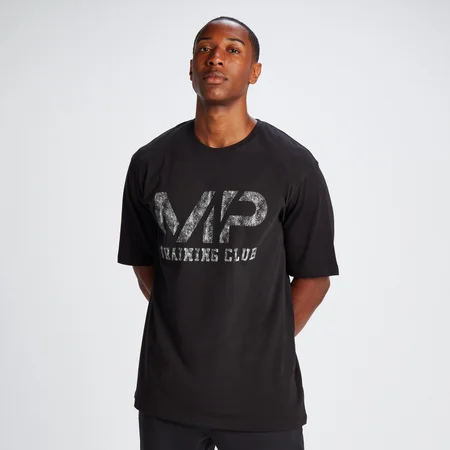 Camiseta extragrande Tempo de algodón para hombre de MP - Negro