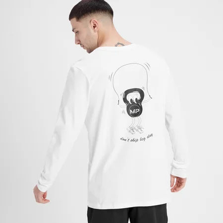Camiseta de manga larga con estampado gráfico Leg Day para hombre de MP - Blanco