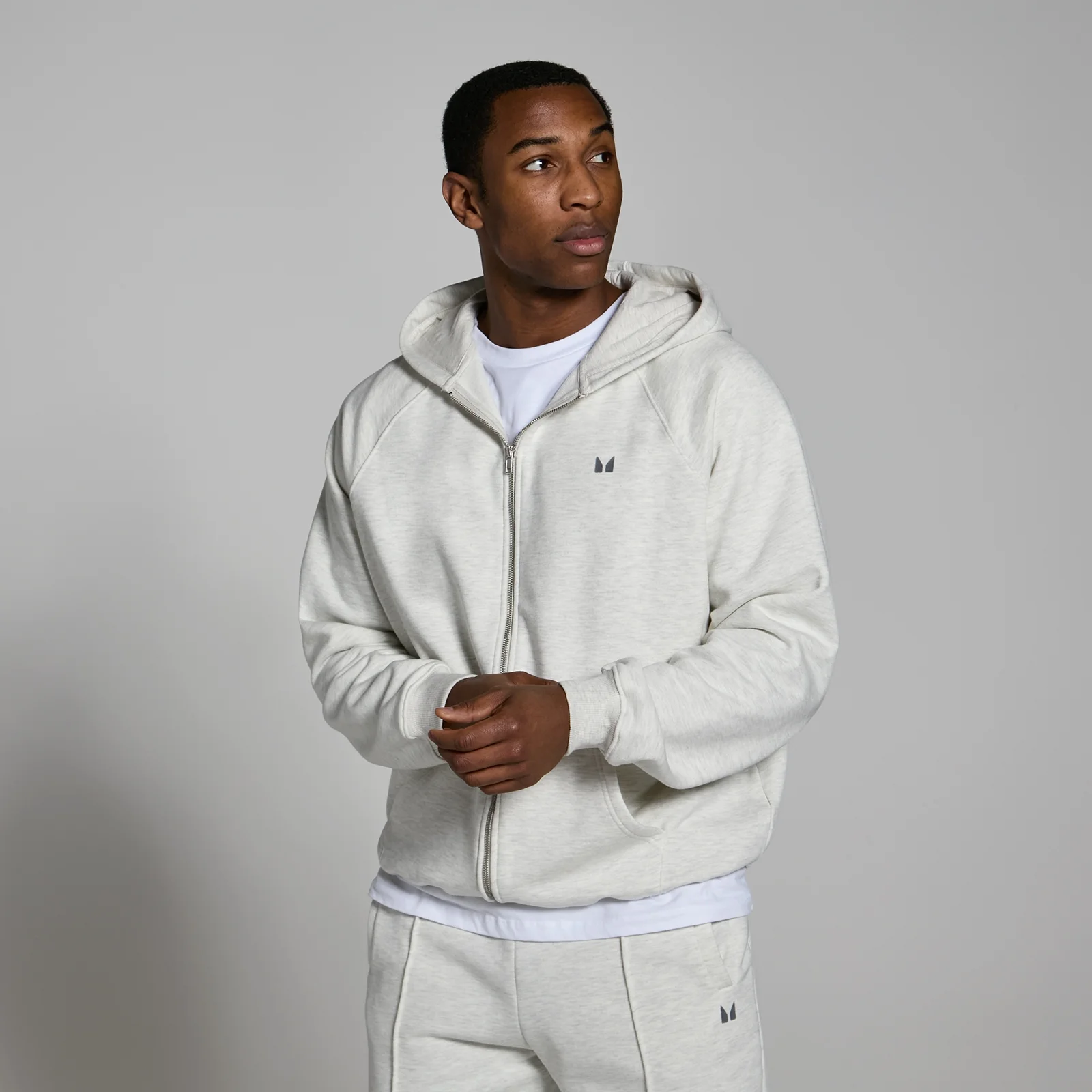 Sudadera gruesa con capucha y cremallera integral Lifestyle para hombre de MP - Gris claro jaspeado - XS Imagen 1