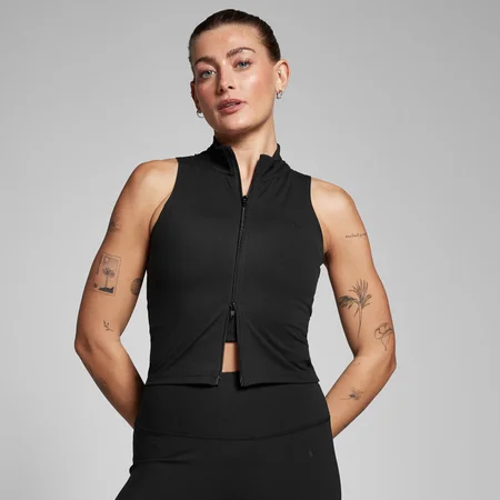 Camiseta de tirantes con cremallera integral Tempo para mujer de MP - Negro