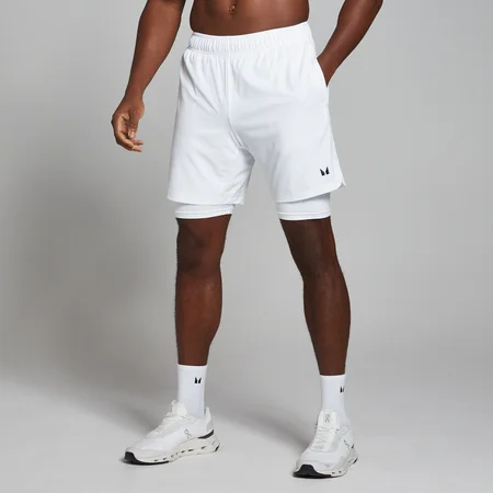 Pantalón corto de entrenamiento 2 en 1 para hombre de MP - Blanco
