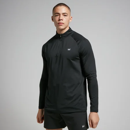 Camiseta de entrenamiento con cremallera de 1/4 para hombre de MP - Negro