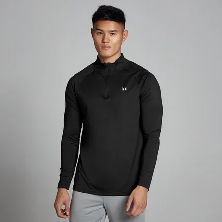 Camiseta de entrenamiento con cremallera de 1/4 para hombre de MP - Negro
