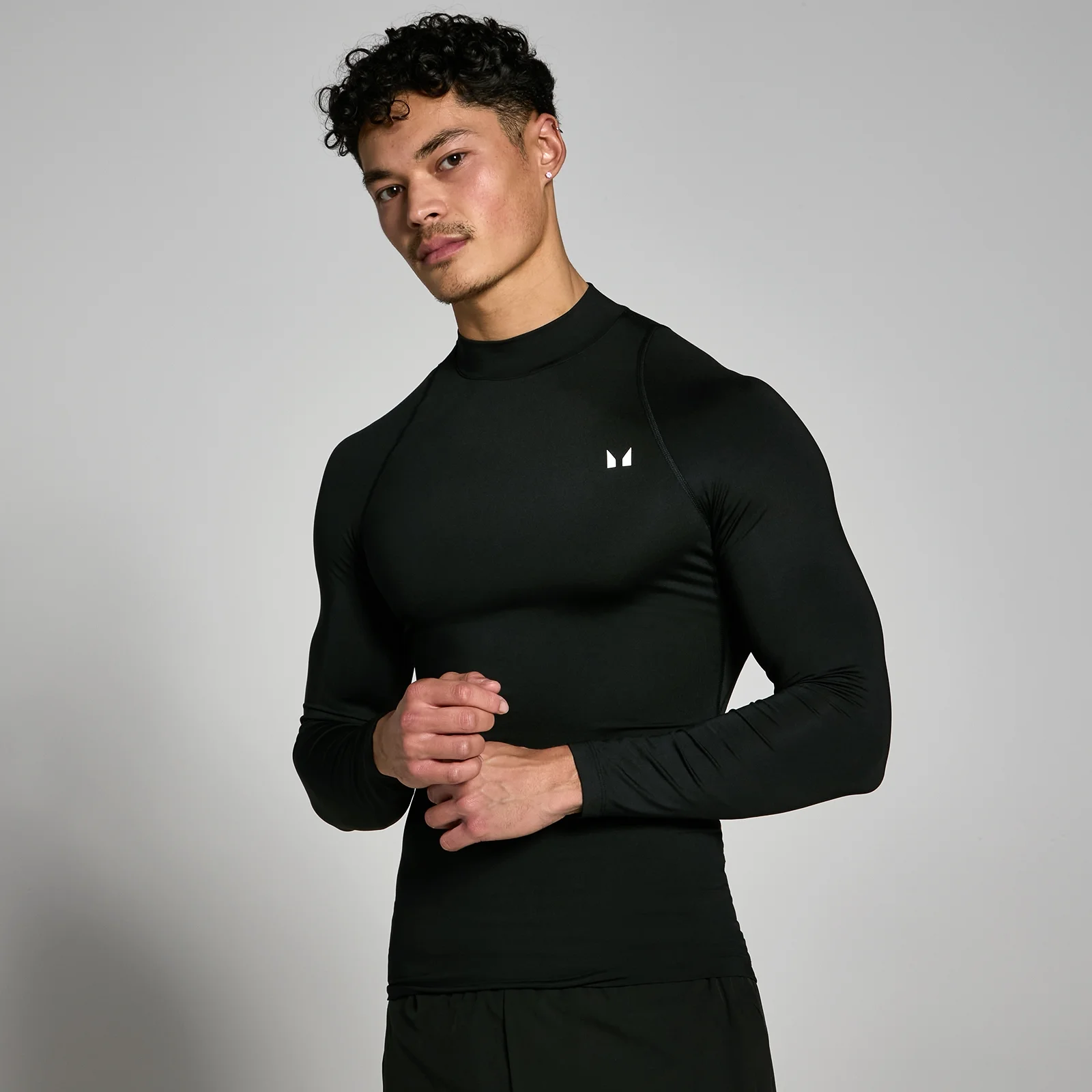 Camiseta interior de entrenamiento de manga larga y cuello alto para hombre de MP - Negro - XS Imagen 1