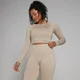 Camiseta corta de manga larga y sin costuras Shape para mujer - Arenisca
