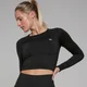 Camiseta corta de manga larga y sin costuras Shape para mujer de MP - Negro