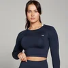 Camiseta corta de manga larga y sin costuras Shape para mujer de MP - Azul marino