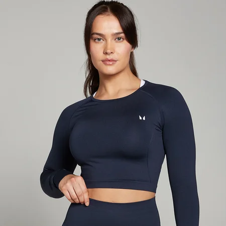 Camiseta corta de manga larga y sin costuras Shape para mujer de MP - Azul marino