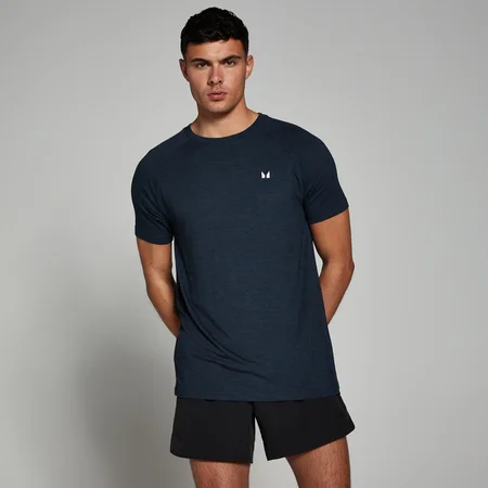 Camiseta de manga corta Performance para hombre de MP - Azul marino jaspeado