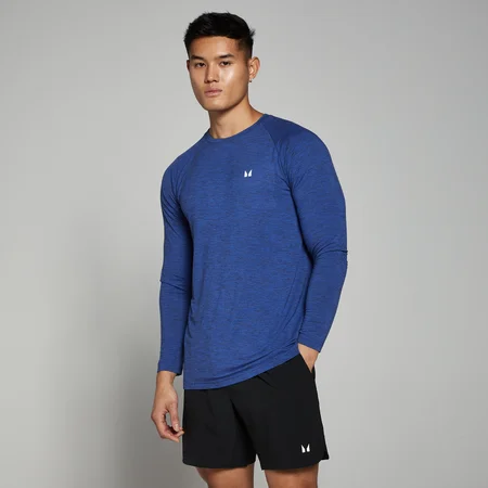 Camiseta de manga larga Performance para hombre de MP - Azul cobalto jaspeado