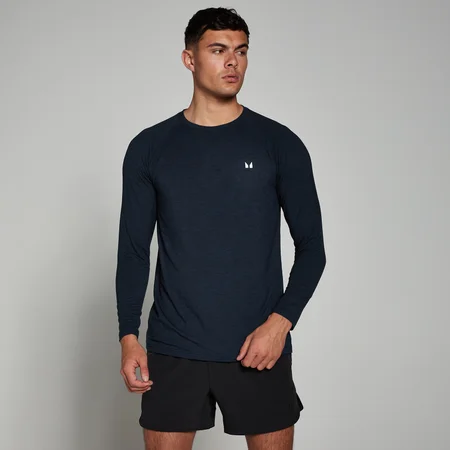Camiseta de manga larga Performance para hombre de MP - Azul marino jaspeado