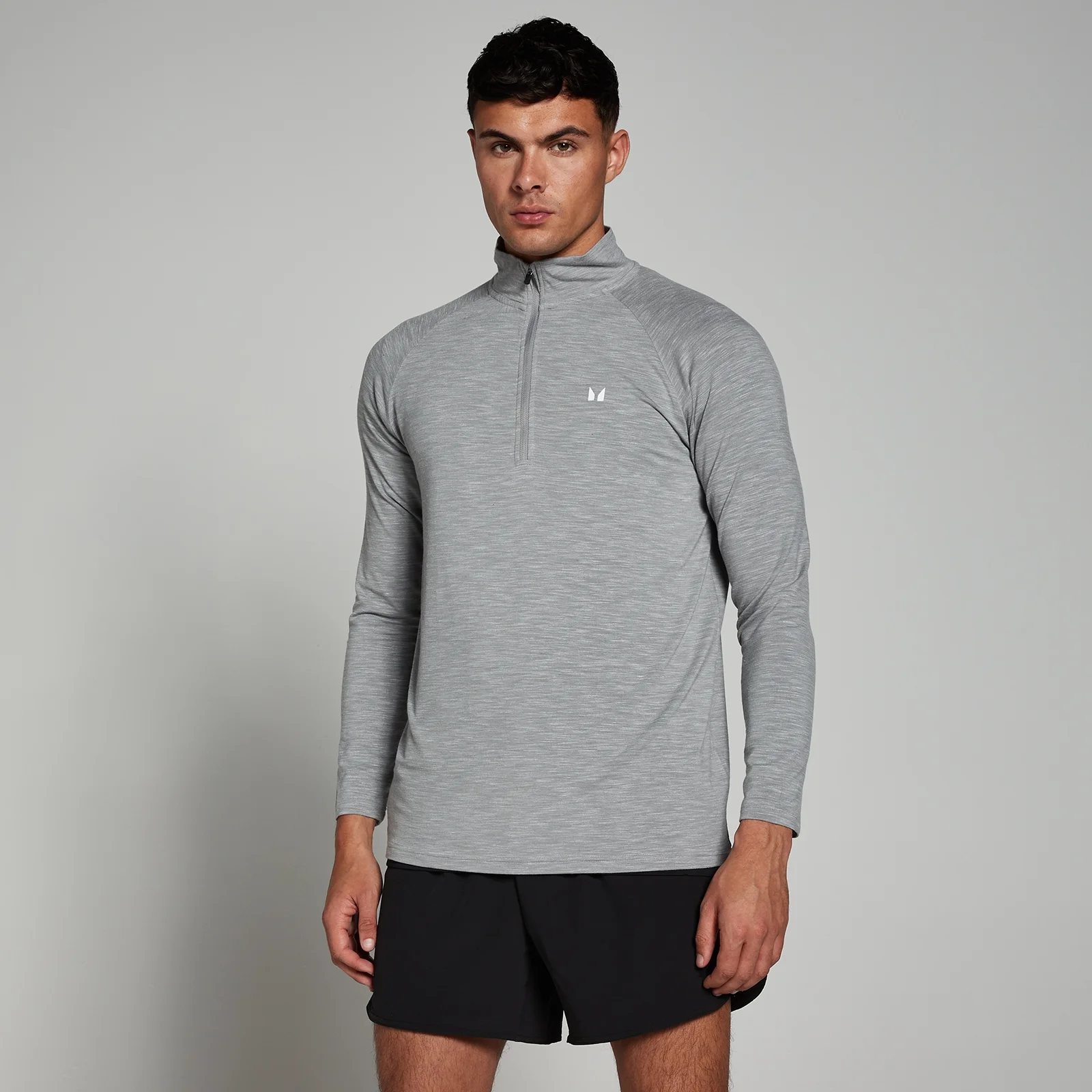 Camiseta Performance con cremallera de 1/4 para hombre de MP - Cromo jaspeado - S Imagen 1