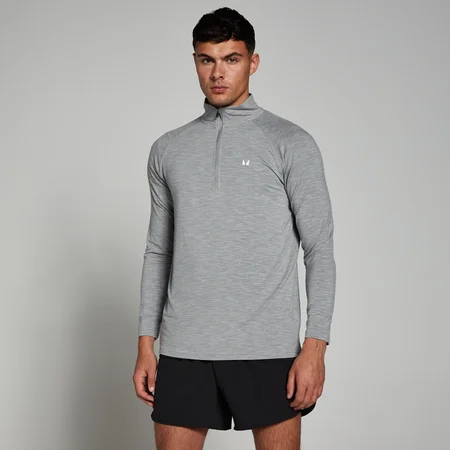Camiseta Performance con cremallera de 1/4 para hombre de MP - Cromo jaspeado