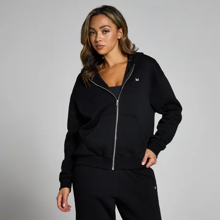 Sudadera con capucha y cremallera integral Basics para mujer de MP - Negro