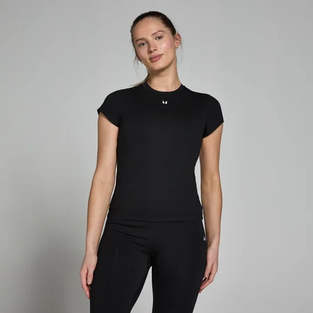 Camiseta de manga corta de corte ajustado Basics para mujer de MP - Negro
