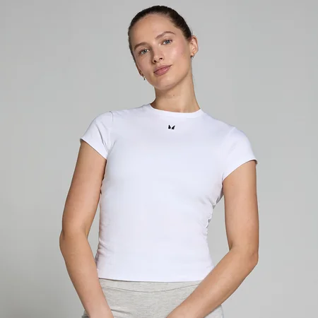 Camiseta de manga corta de corte ajustado Basics para mujer de MP - Blanco