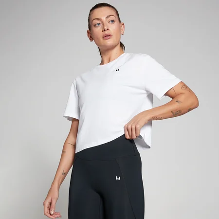 Camiseta corta cuadrada de manga corta Basics para mujer de MP - Blanco