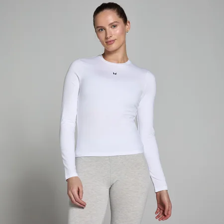 Camiseta de manga larga de corte ajustado Basics para mujer de MP - Blanco