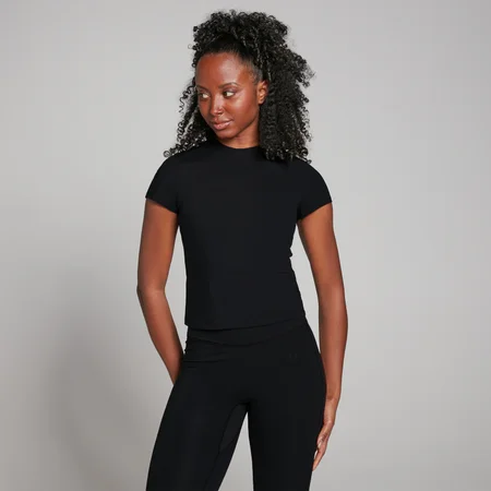 Camiseta de manga corta de corte ajustado Tempo para mujer de MP - Negro