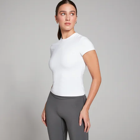 Camiseta de manga corta de corte ajustado Tempo para mujer de MP - Blanco
