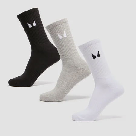 Calcetines clásicos unisex de MP (paquete de 3) - Blanco/negro/gris jaspeado