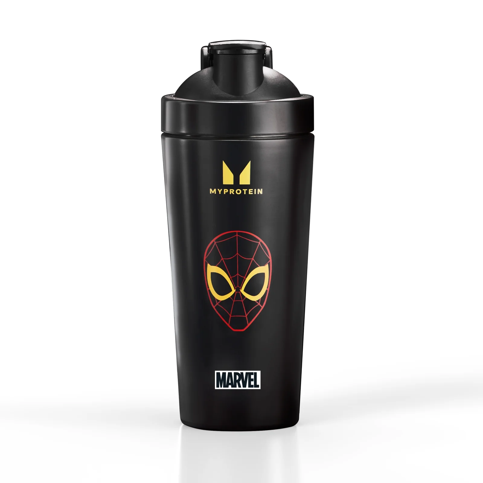 Vaso mezclador de metal reciclado Spiderman de Myprotein - Negro Imagen 1
