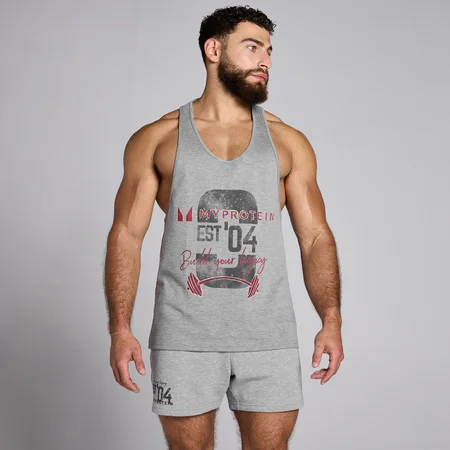 Camiseta de tirantes con estampado gráfico Origin para hombre de MP Gris jaspeado