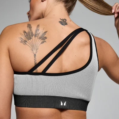 Sujetador sin costuras de canalé en contraste para mujer de MP - Negro/gris - L Imagen 6