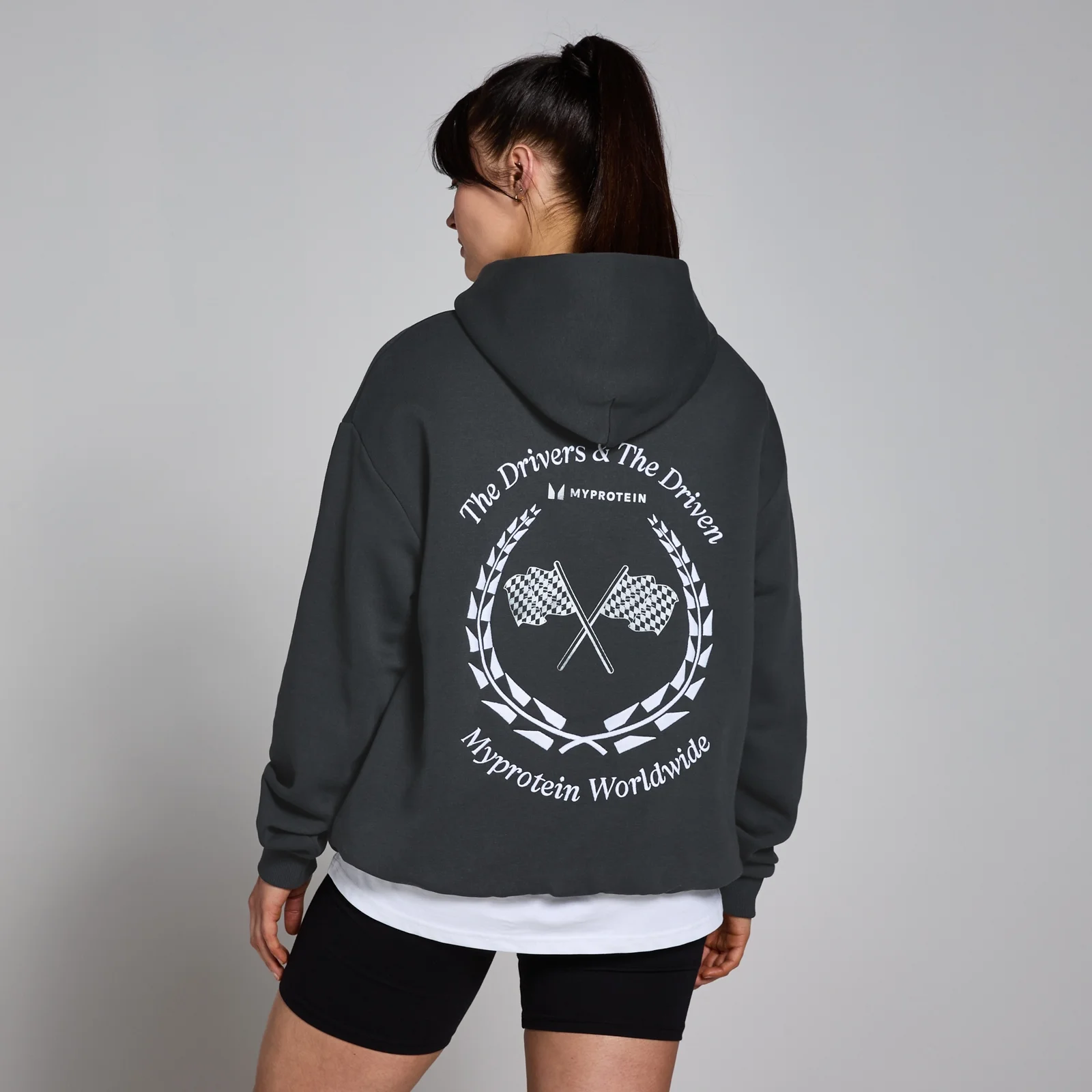 Sudadera con capucha con estampado gráfico World Wide de MP - Negro lavado - XXS-XS Imagen 1