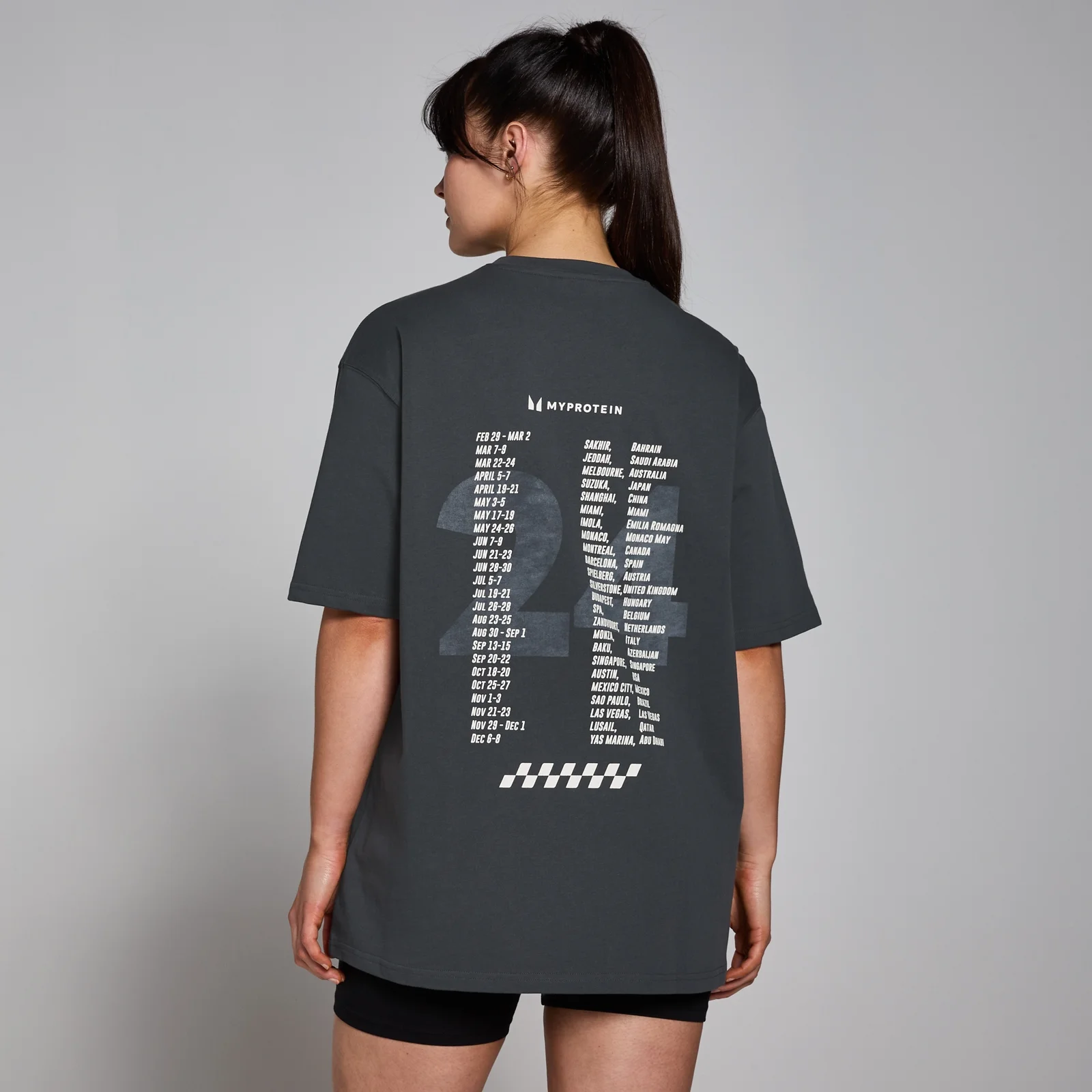 Camiseta con estampado gráfico Race Day de MP - Negro lavado - XXS-XS Imagen 1