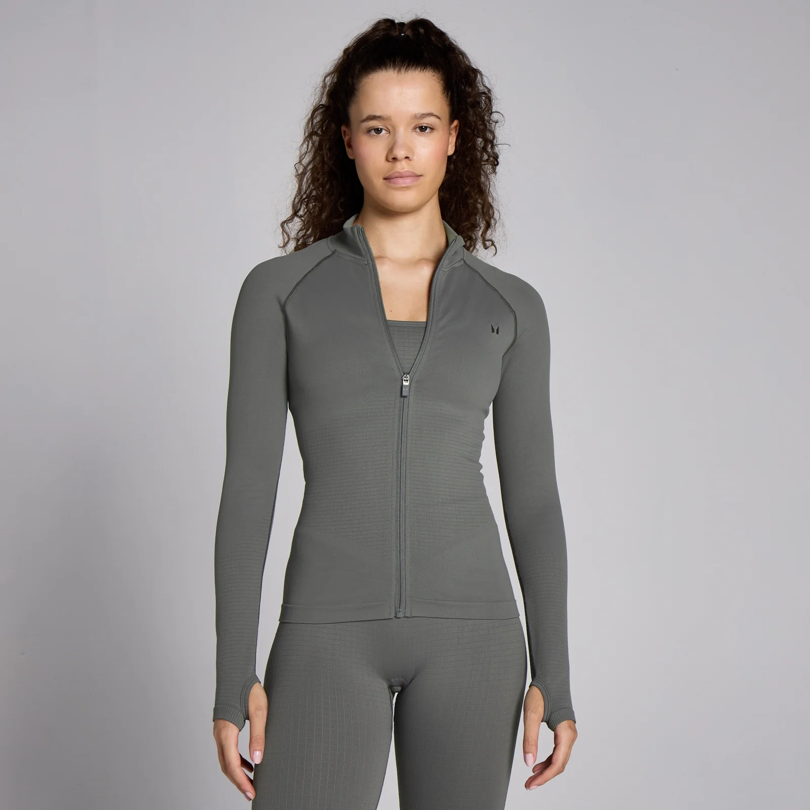Chaqueta de punto de gofre sin costuras con cremallera integral Lifestyle para mujer de MP - Verde grisáceo oscuro - XS Imagen 1