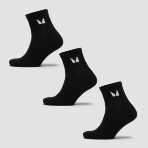 MP Unisex Ankle Socks (3 Pack) - Black - Size UK 6-8