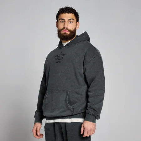 Sudadera con capucha lavada con estampado gráfico Origin de MP - Negro lavado
