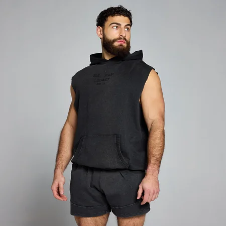 Sudadera sin mangas con capucha lavada con estampado gráfico Origin para hombre de MP - Negro lavado