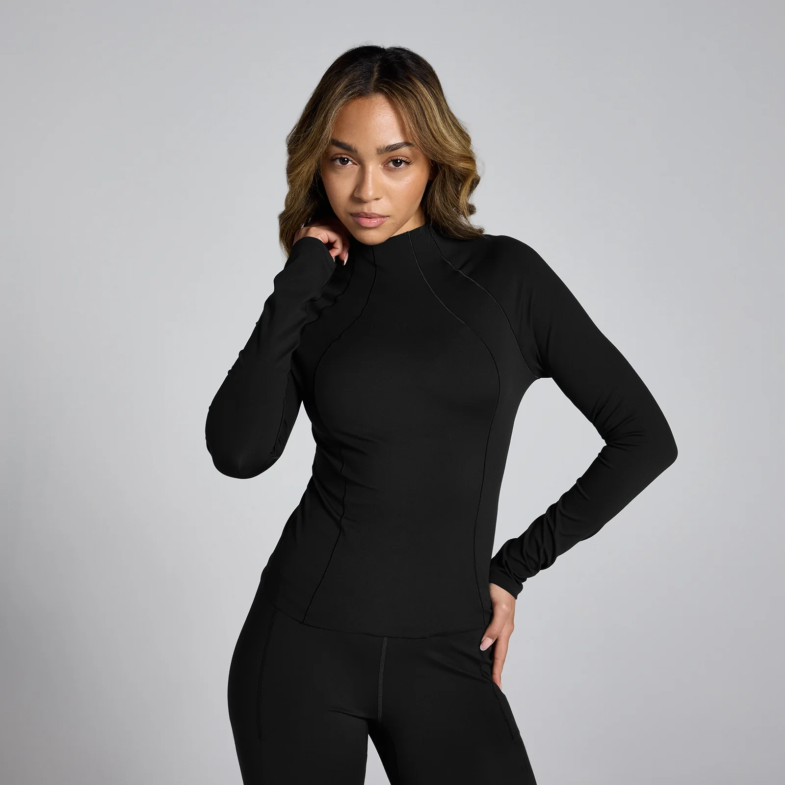 Camiseta transparente con cuello chimenea Lifestyle para mujer de MP - Negro - XS Imagen 1