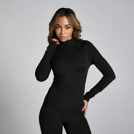 Camiseta transparente con cuello chimenea Lifestyle para mujer de MP - Negro