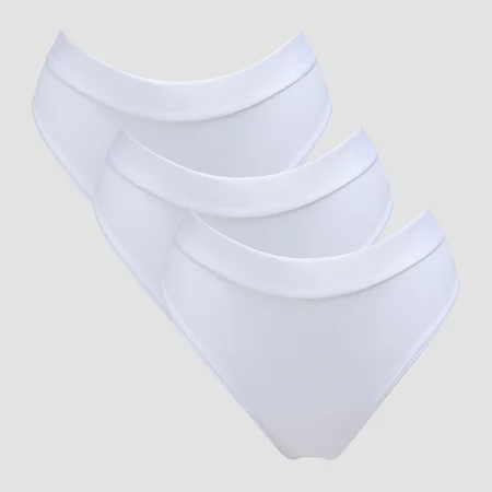 Braguita de bikini de talle medio para mujer de MP (paquete de 3) - Blanco
