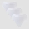 Tanga de talle medio para mujer de MP (paquete de 3) - Blanco