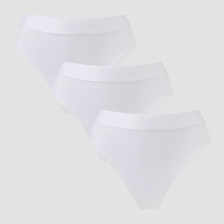 Tanga de talle medio para mujer de MP (paquete de 3) - Blanco