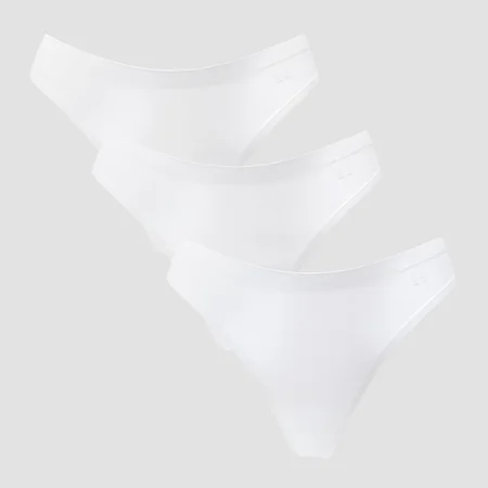 Tanga de talle medio que no deja marcas para mujer de MP (paquete de 3) - Blanco