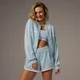 Chaqueta de entrenamiento con cremallera en contraste de MP x Tatiana - Azul acero claro