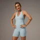 Mono corto con cuello halter en contraste de MP x Tatiana - Azul acero claro