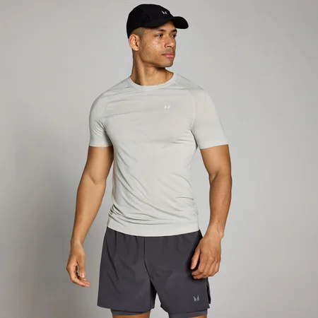 Camiseta sin costuras de corte muscular Velocity para hombre de MP - Gris cromo