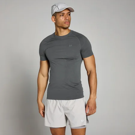 Camiseta sin costuras de corte muscular Velocity para hombre de MP - Gris oscuro