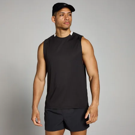 Camiseta de tirantes cuadriculada Tempo para hombre de MP - Negro lavado