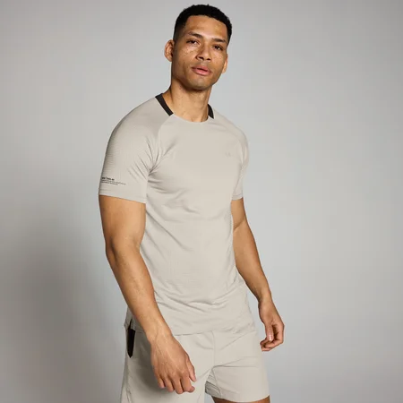 Camiseta de entrenamiento cuadriculada Tempo para hombre de MP - Gris paloma