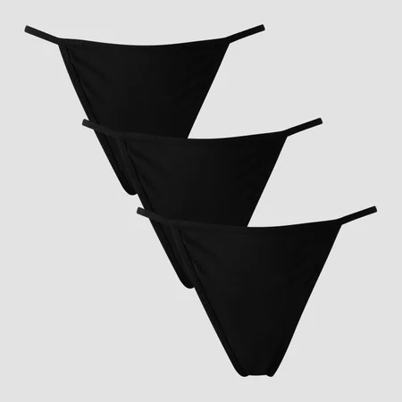 Tanga de talle medio para mujer de MP (paquete de 3) - Negro
