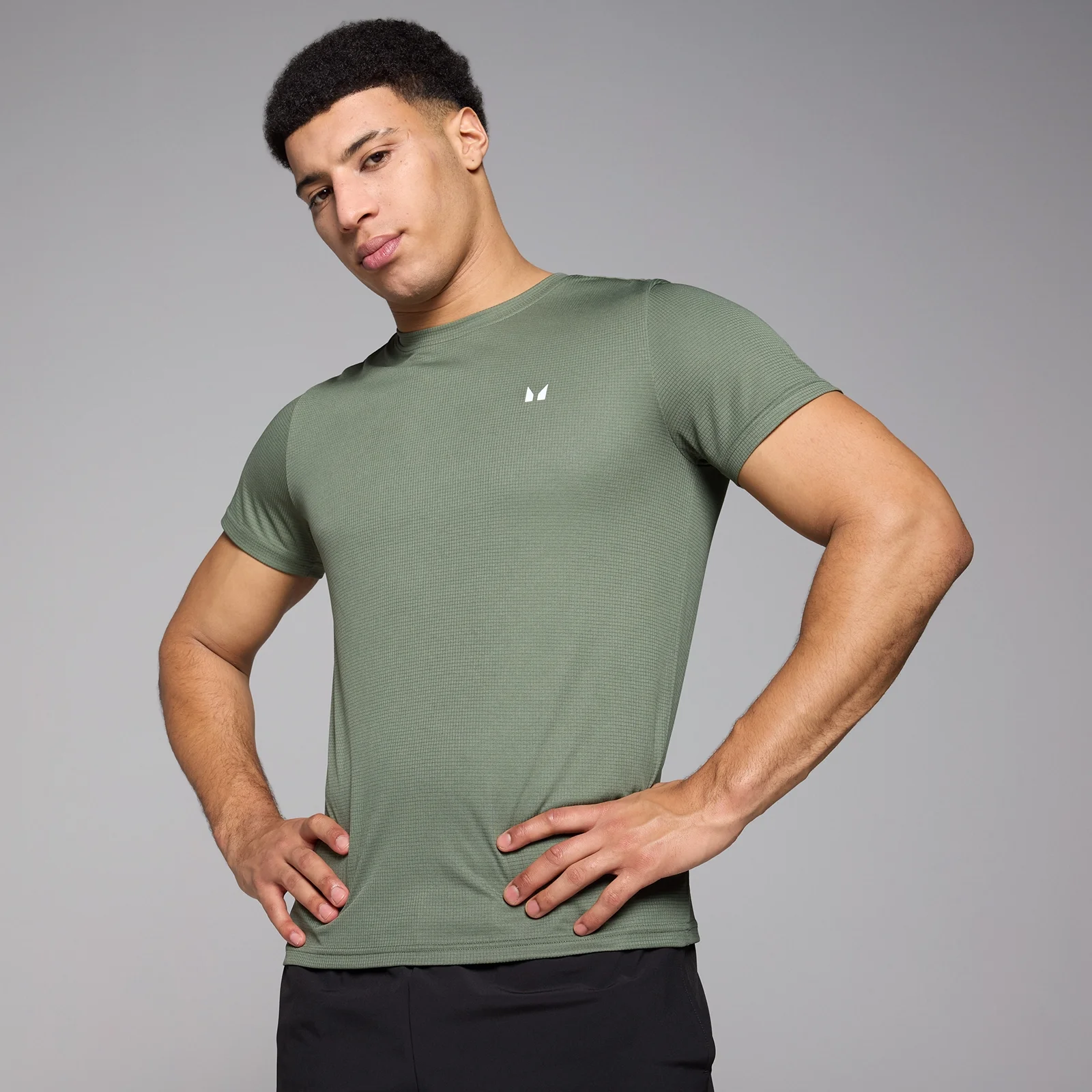 Camiseta de entrenamiento con diseño de cuadrícula para hombre de MP - Caqui claro - XS Imagen 1