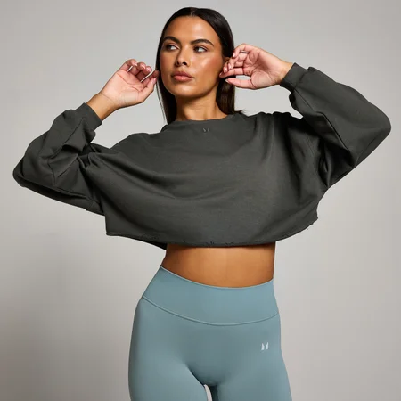 Camiseta corta de manga larga holgada Tempo para mujer de MP - Gris noche