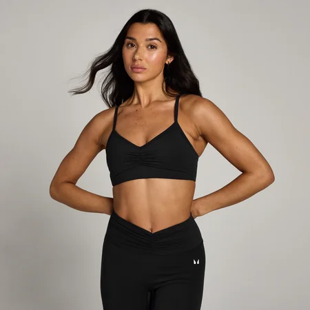 Sujetador deportivo con parte delantera fruncida Tempo para mujer de MP - Negro